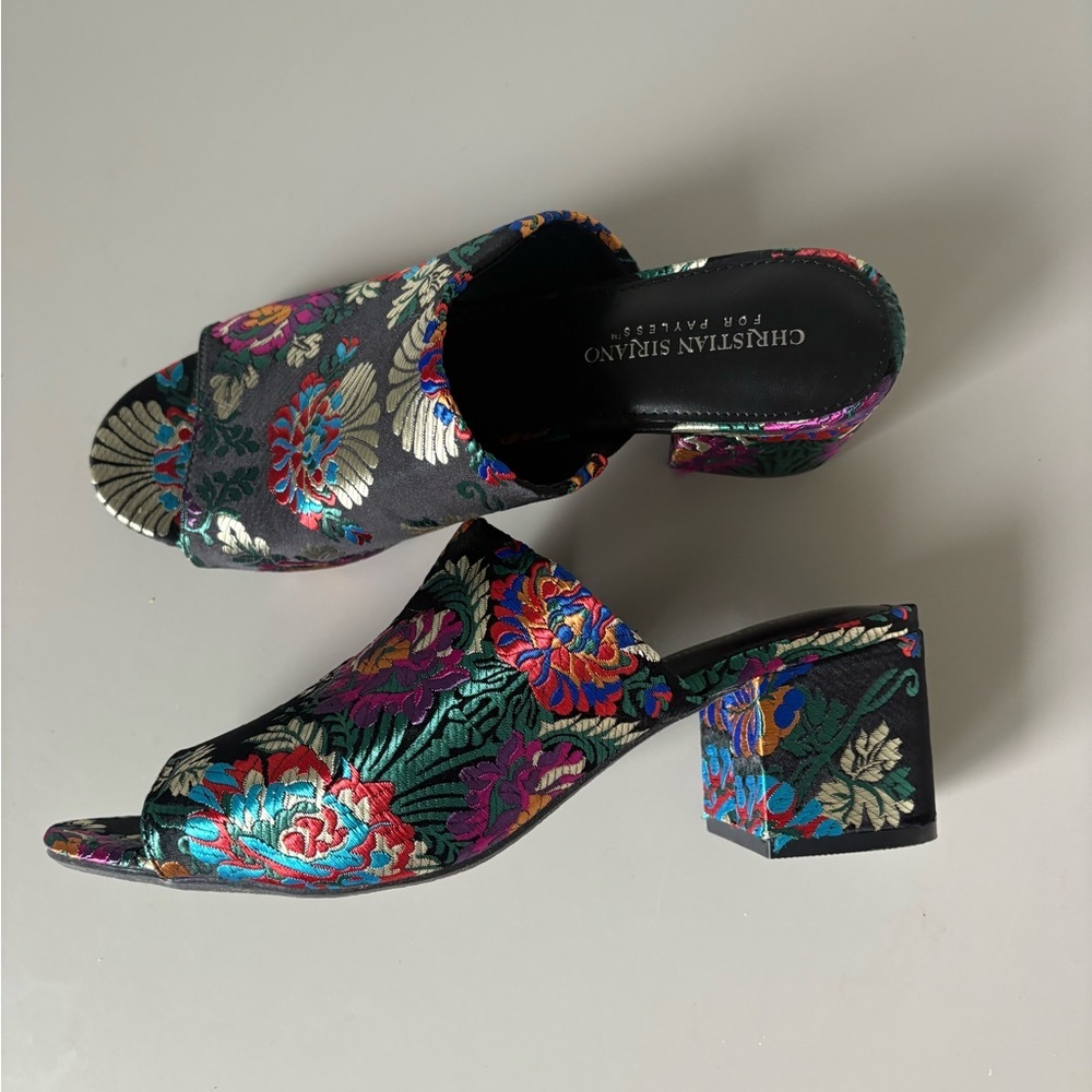 CHRISTIAN SIRIANO for Payless Brocade Chunky Satin Multicolor Open Toe Shoes - Picture 3 of 9